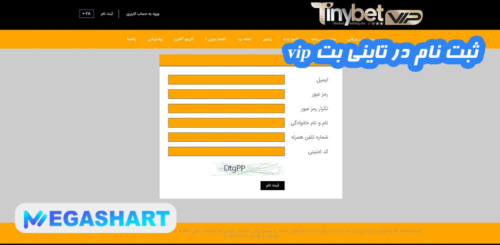 ثبت نام در تاینی بت vip