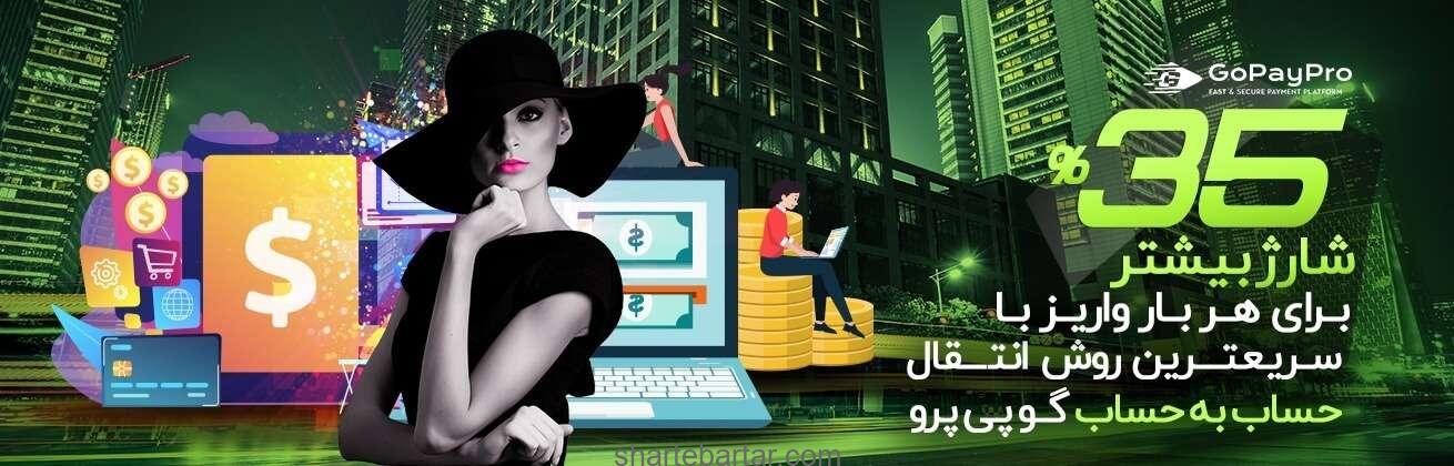 35% شارژ بیشتر از طریق حساب به حساب گوپی پرو 35% شارژ بیشتر از طریق حساب به حساب گوپی پرو