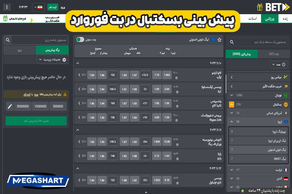 پیش بینی بسکتبال در بت فوروارد