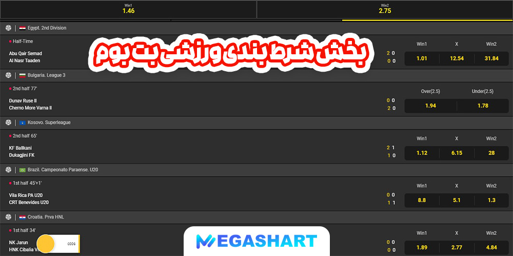 بخش پیش بینی ورزشی در بت بوم - مگاشرط بخش پیش بینی ورزشی در بت بوم