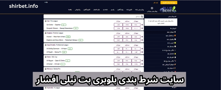 سایت شرط بندی بلوبری بت نیلی افشار