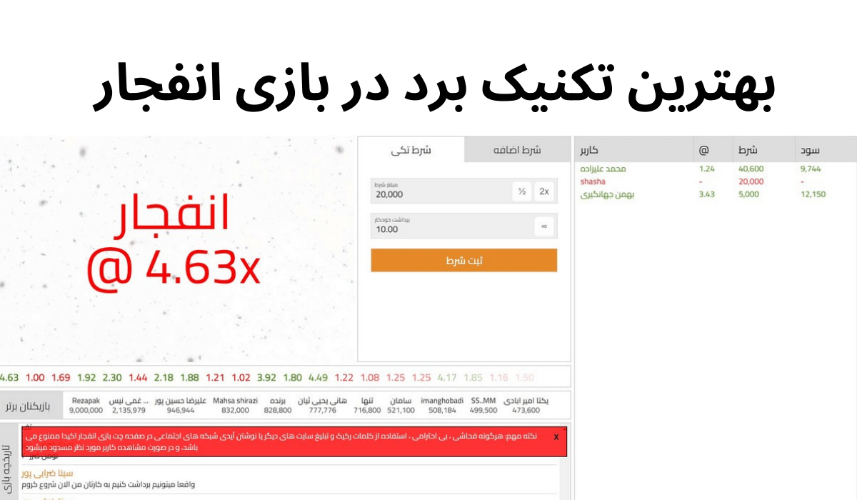 بهترین تکنیک برد در بازی انفجار با آنالیز دقیق ضرایب