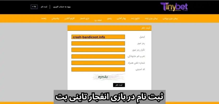 ثبت نام در بازی انفجار تاینی بت