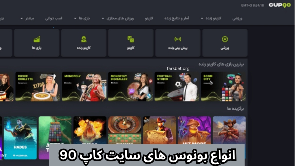 انواع بونوس های سایت کاپ 90