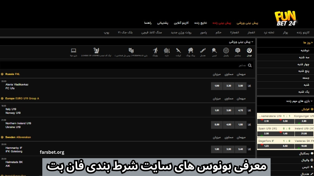 معرفی بونوس های سایت شرط بندی فان بت