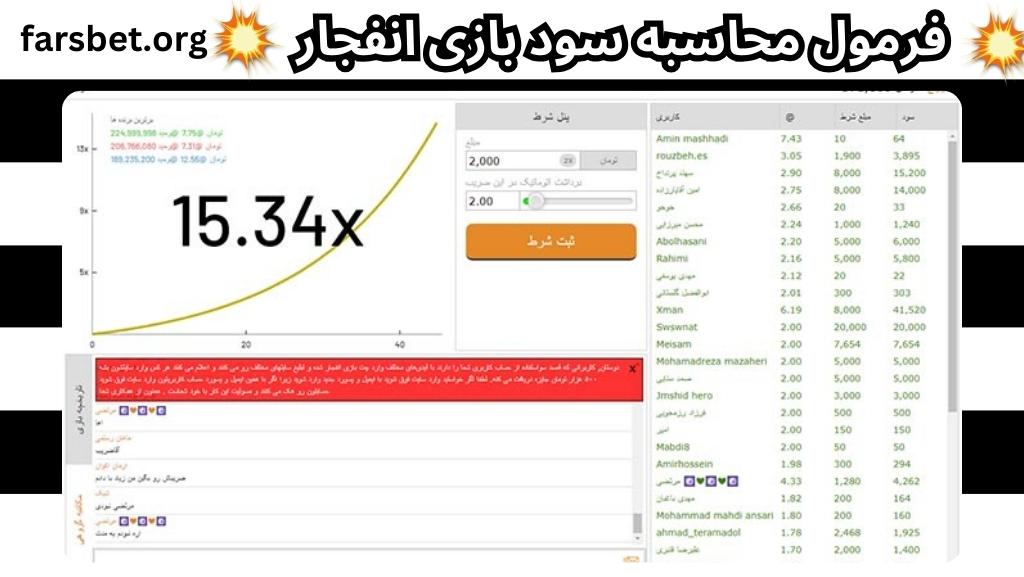 فرمول محاسبه سود بازی انفجار