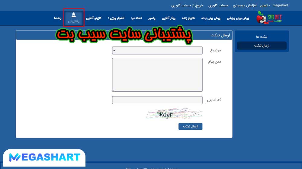 پشتیبانی سایت سیب بت