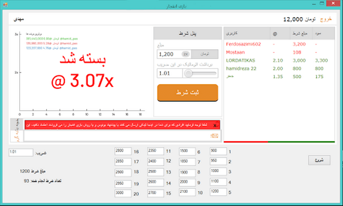 پیش بینی ضریب بازی انفجار