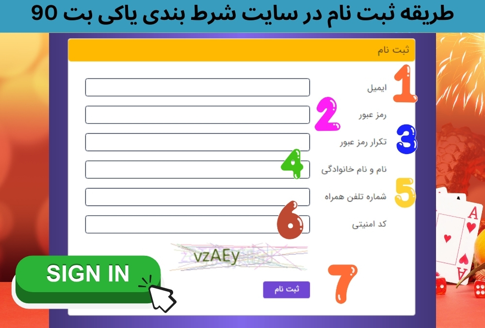 طریقه ثبت نام در سایت شرط بندی یاکی بت 90