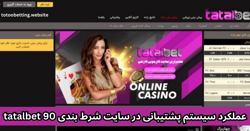 عملکرد سیستم پشتیبانی در سایت شرط بندی tatalbet 90